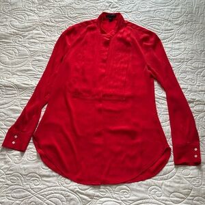 J.CREW Drapey Tuxedo Blouse in Red. Size 4